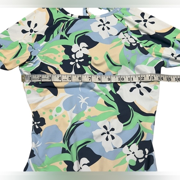 Roxy Long Sleeve Swimsuit one piece‎ blue floral lined size medium swimwear - Picture 5 of 12